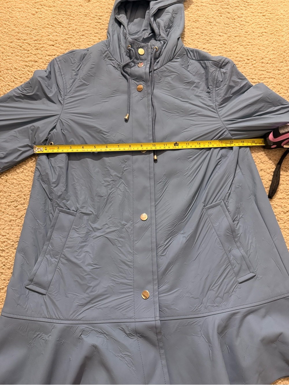 Kate Spade New York Blue Hooded Rain Jacket Polka Dot Lining XS - Picture 6 of 9